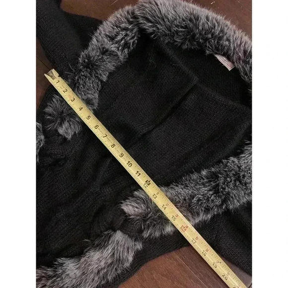 Nina Ricci Faux Fur Jacket Black Sweater Mohair Silk Y2k 90s Mob Wife Cardigan - Picture 8 of 11